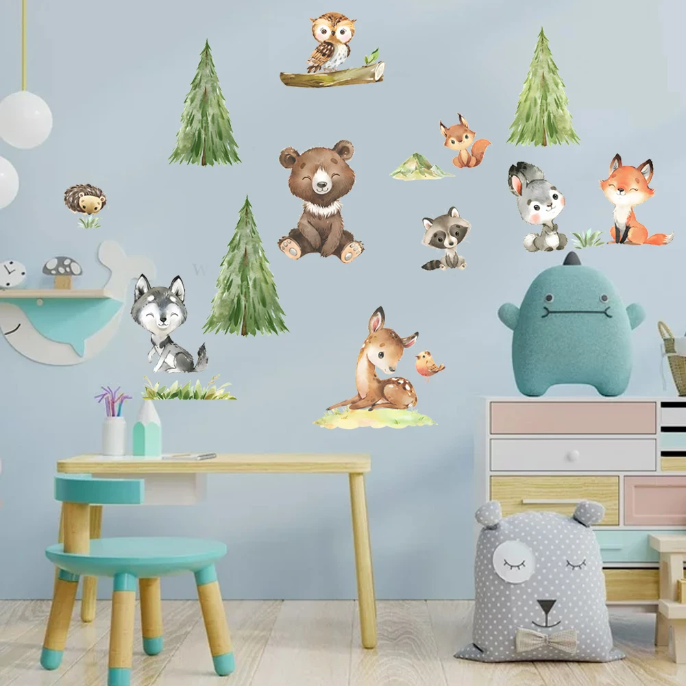 Cartoon Animal Racing wall stickers for kids rooms children bedroom decals 3d vivid poster Decor murals Beby Favors