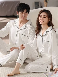 Modal Couples Matching Clothing Set White Pajama For Women Men PJ Pijama Mujer Sleepwear Cotton Pyjama Pour Femme Home Clothes