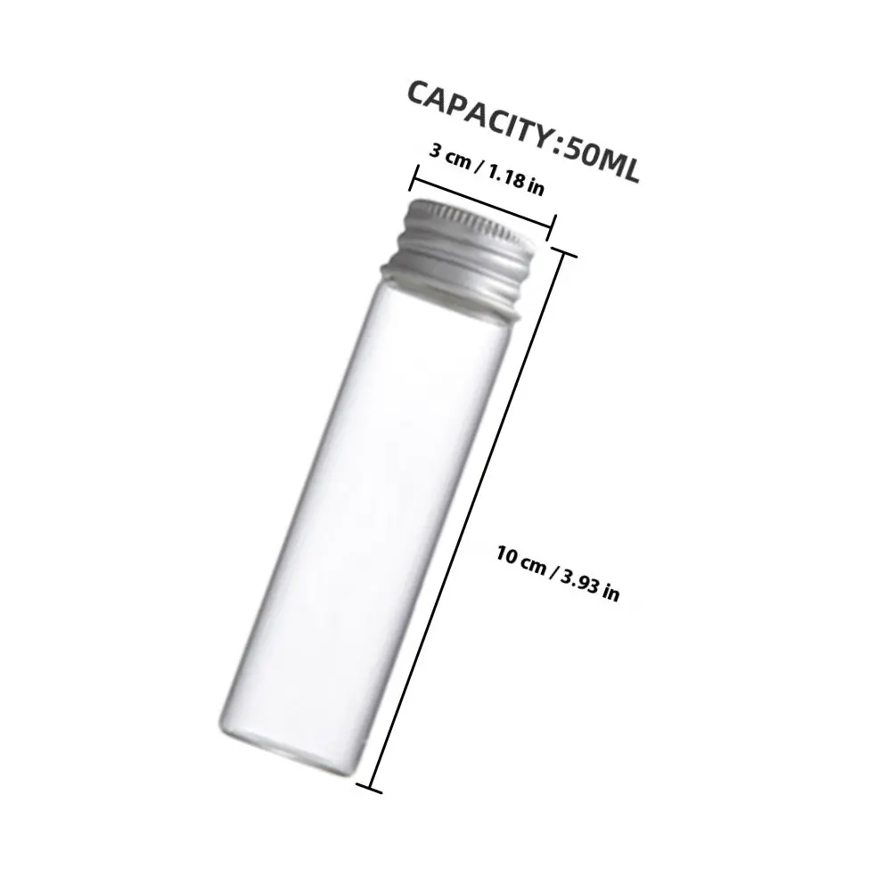 30Pcs Glass Test Tubes Clear 50Ml Screw Cap Laboratory Sample Bottles Essential Oil Spice Storage Containers Match Jar