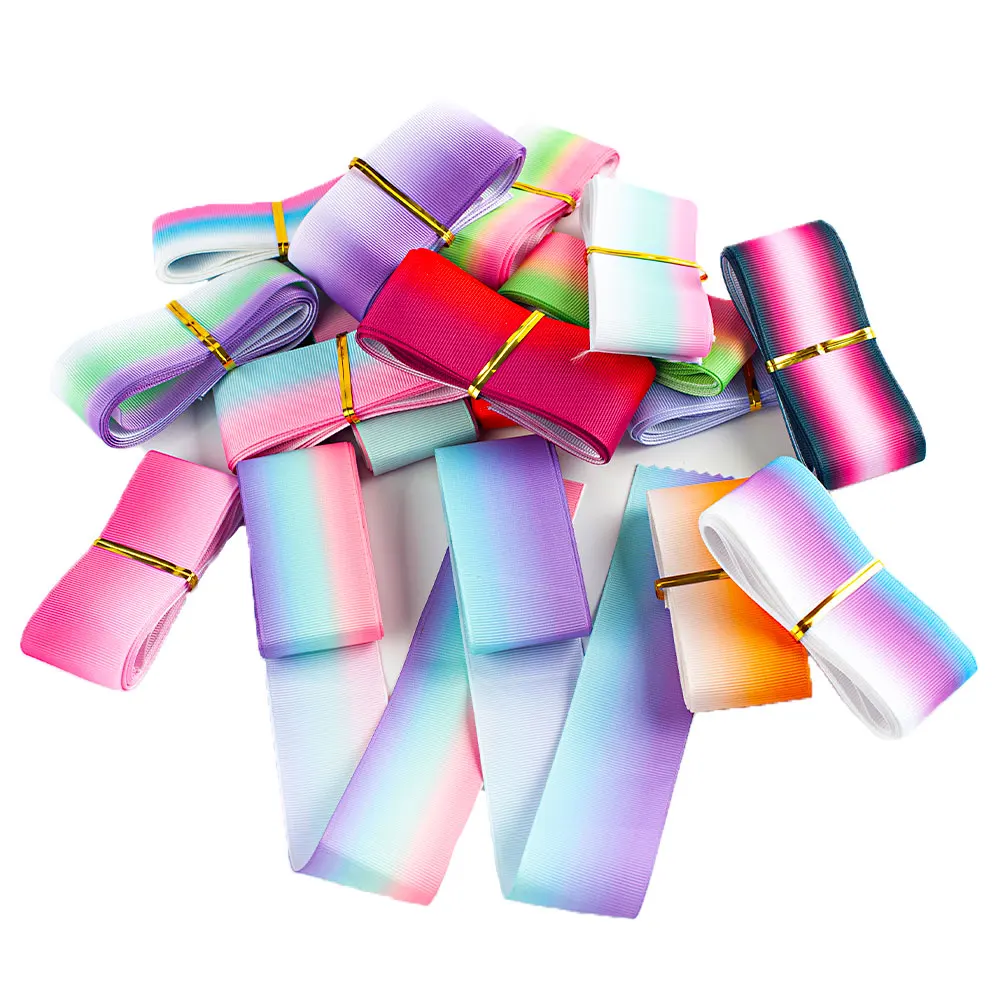 Colorful Gradient 25mm 10yards/5yards Random Mixed Ribbon Grosgrain Satin Ribbon for Gift Bows Diy Accessories