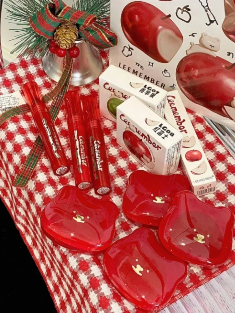 LEEMEMBER Christmas WaterLight Shimmer Blush Lippenstift Mehrzweck-Roter Apfel Klare Wange Einfach zu tragendes Make-up