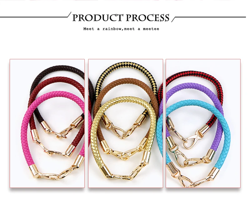 2Pcs Deepeel 30/40/50/60cm Leather Bag Handles Woven Rope Shoulder Strap Metal Buckles Handbag DIY Replace Bags Accessories