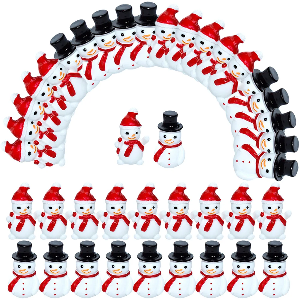 

40 Pcs Mini Snowman Resin Figurines Christmas Craft Supplies Tiny Statuettes Decor Xmas naments Holiday