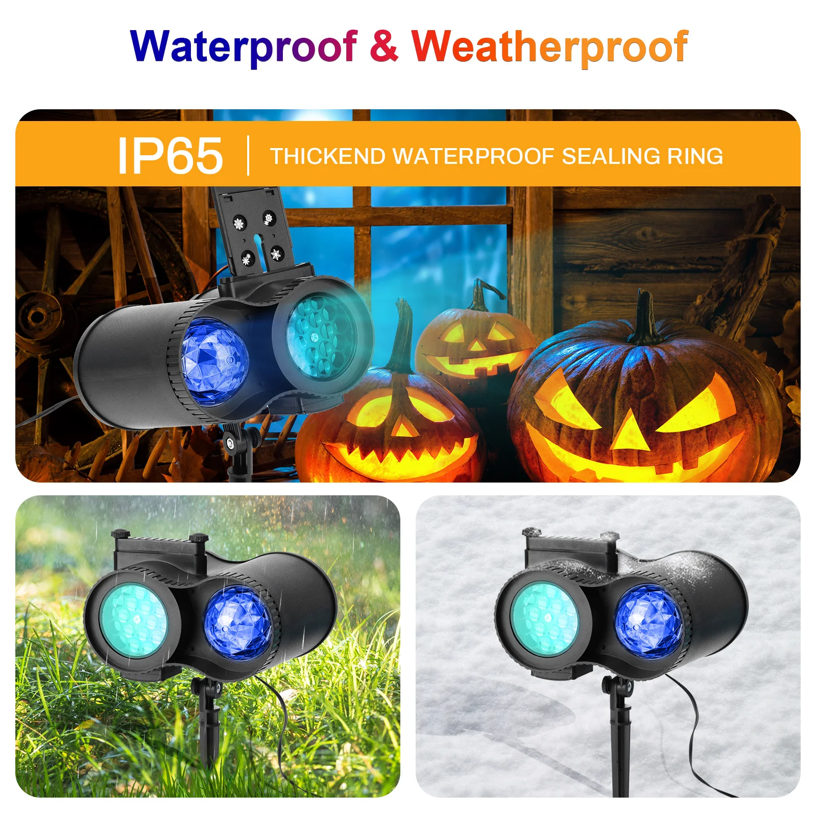 Proyector de luces LED con control remoto para Navidad y Halloween, luces de proyección con 12 patrones de ola de mar 3D, decoración de fiesta, foco de escenario impermeable