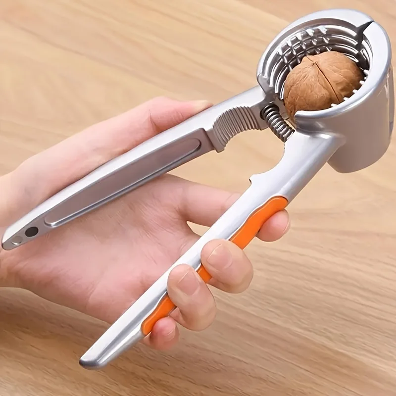 Abridor Multifuncional de Nueces y Frutos Secos, Cascanueces de Aluminio Resistente, Diseño Ergonómico, Fácil de Usar para Descascarar Nueces y Avellanas