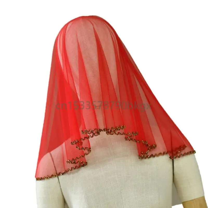 

Delicate Beadwork Wedding Veil With Adjustable Design Lightweight Sheer Fabric Bridal Wedding Veil For Bride J78E