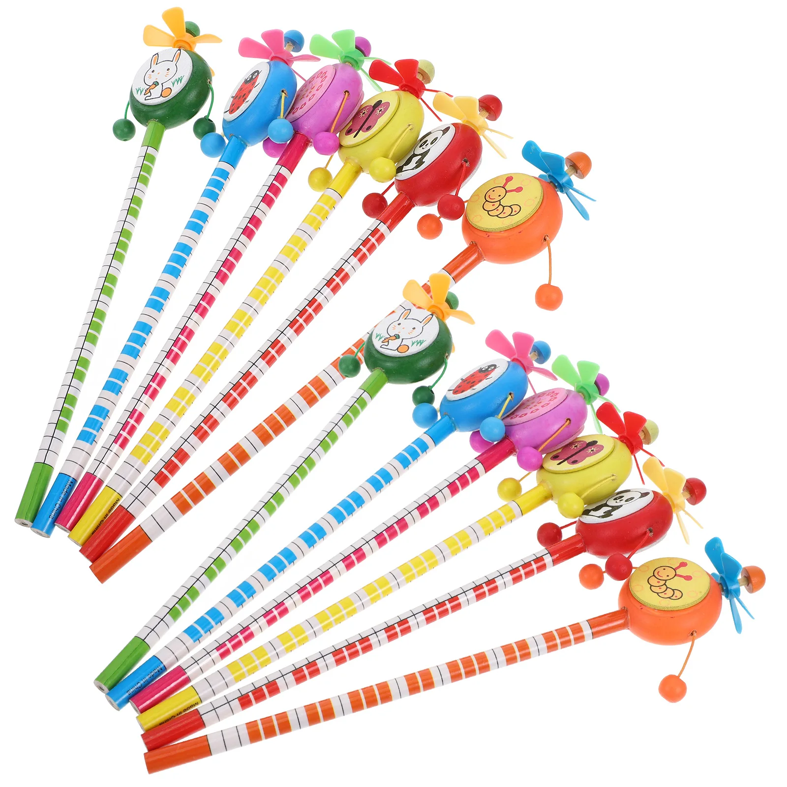 12 шт. деревянные погремушки, ветряная мельница, карандаш, забавные детские карандаши с животными, день рождения для студентов, милый объемный малыш