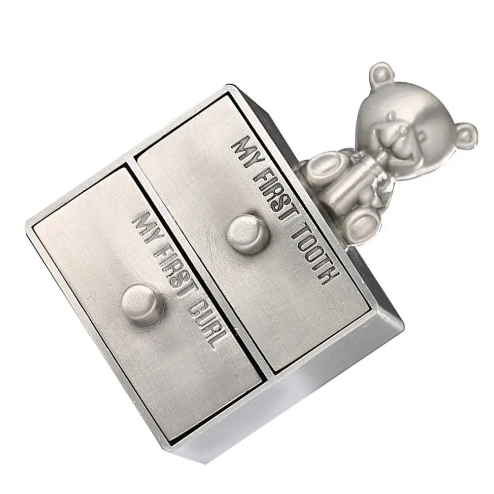 

Baby Teeth Souvenir Box 2 Drawers Infant Hair and Tooth Storage Case Portable Baby Deciduous Teeth Organizer Gift