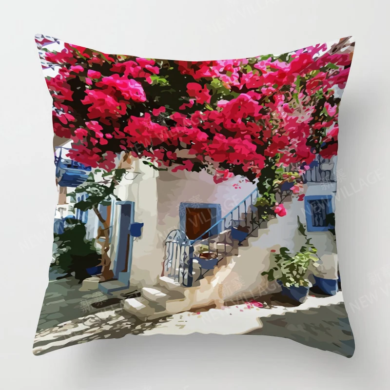 

Nordic Landscape Theme throw pillow cover with short plush print for living room sofa decoration cushion cover pillow covers