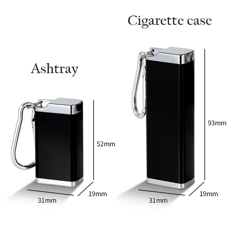 Mini Portable Pocket Cigarette Case with Keychain Multifunction Metal Cigarette Box Ashtray for Outdoor Waterproof Easy to Carry