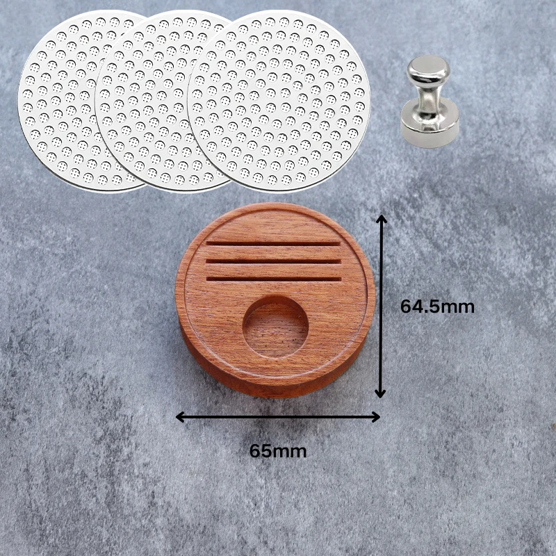 Coffee Puck Screen with Storage Base Set Reusable Coffee Filter with Magnetic Removal Hammer for 51/53/58mm Espresso Accessories