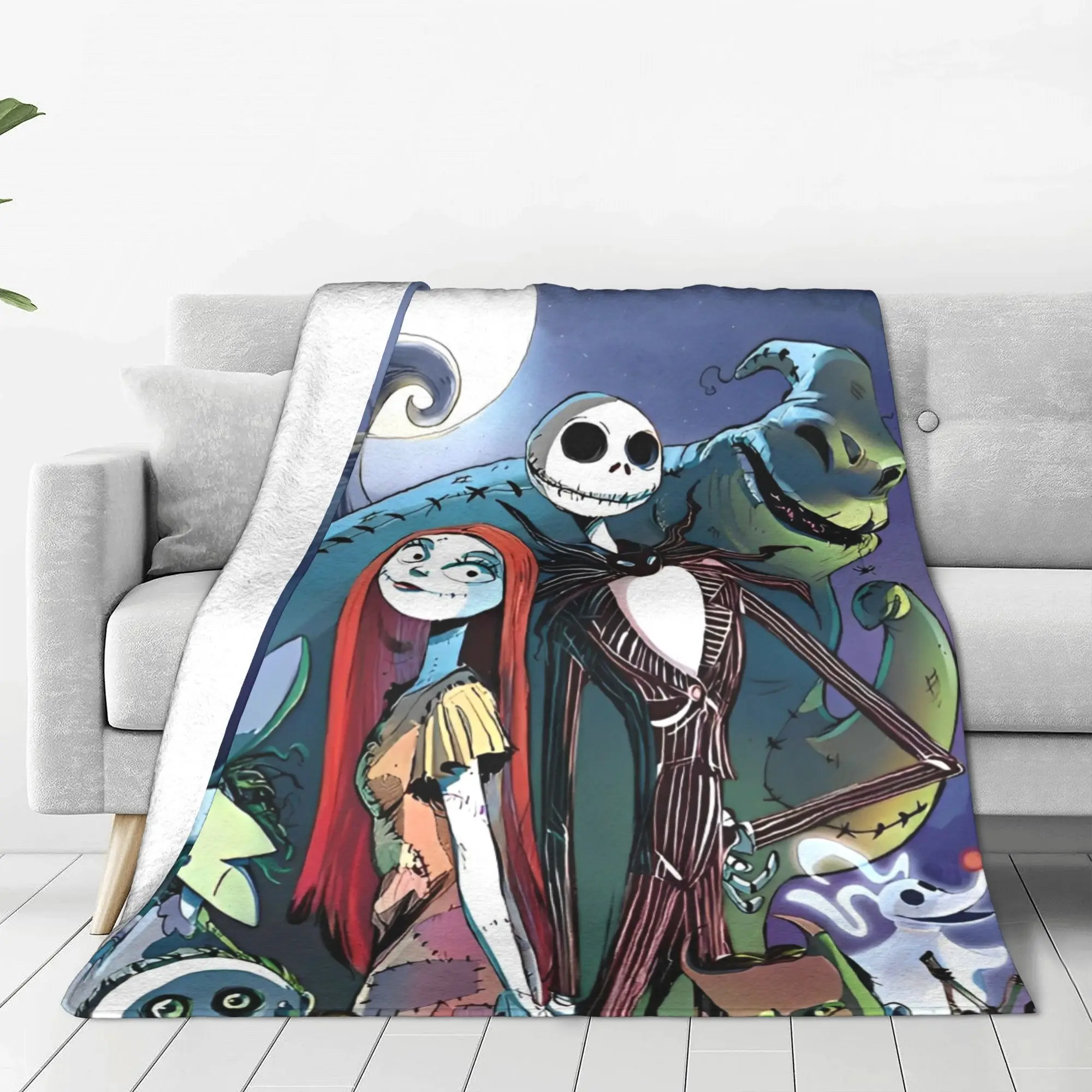 Jack and Sally Blankets The Nightmare Before Christmas Flannel Funny Breathable Throw Blankets for Home Decoration