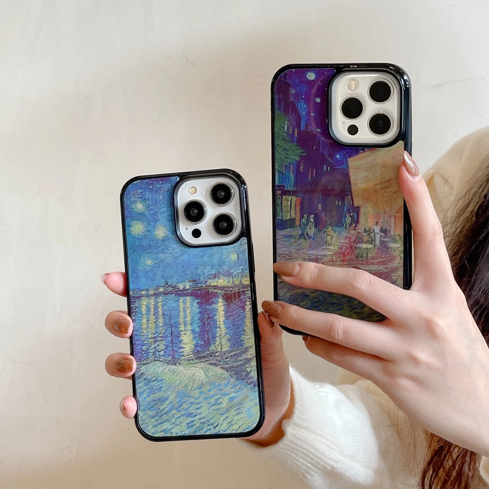 Grating Lenticular Van Gogh Art Oil Painting Starry Night Wireless Charge Magnetic Cover Case For iPhone 15 14 13 12 11 Pro Max