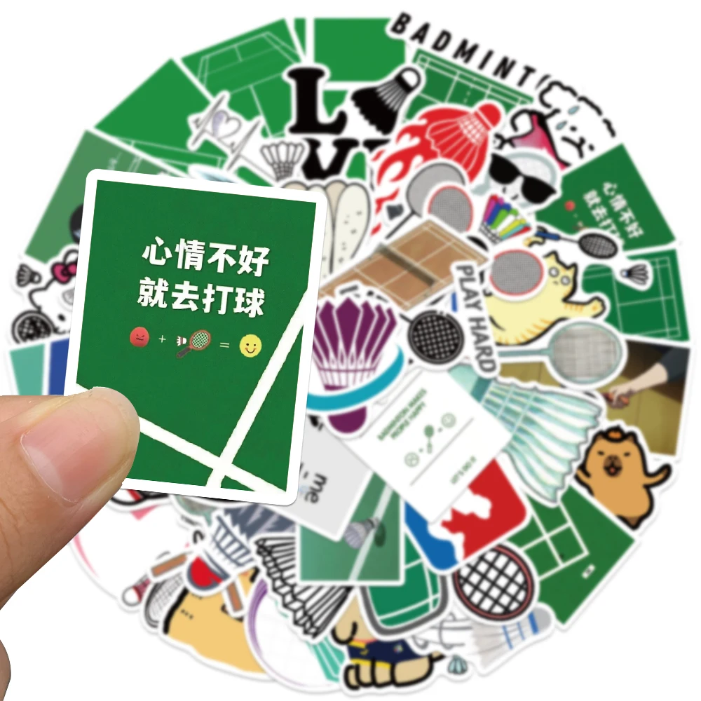 50PCS Funny Outdoor Sports Badminton Game Cartoon Cool Sports Gym Fitness Workout Ball Games Stickers Decal DIY for Laptop Gift