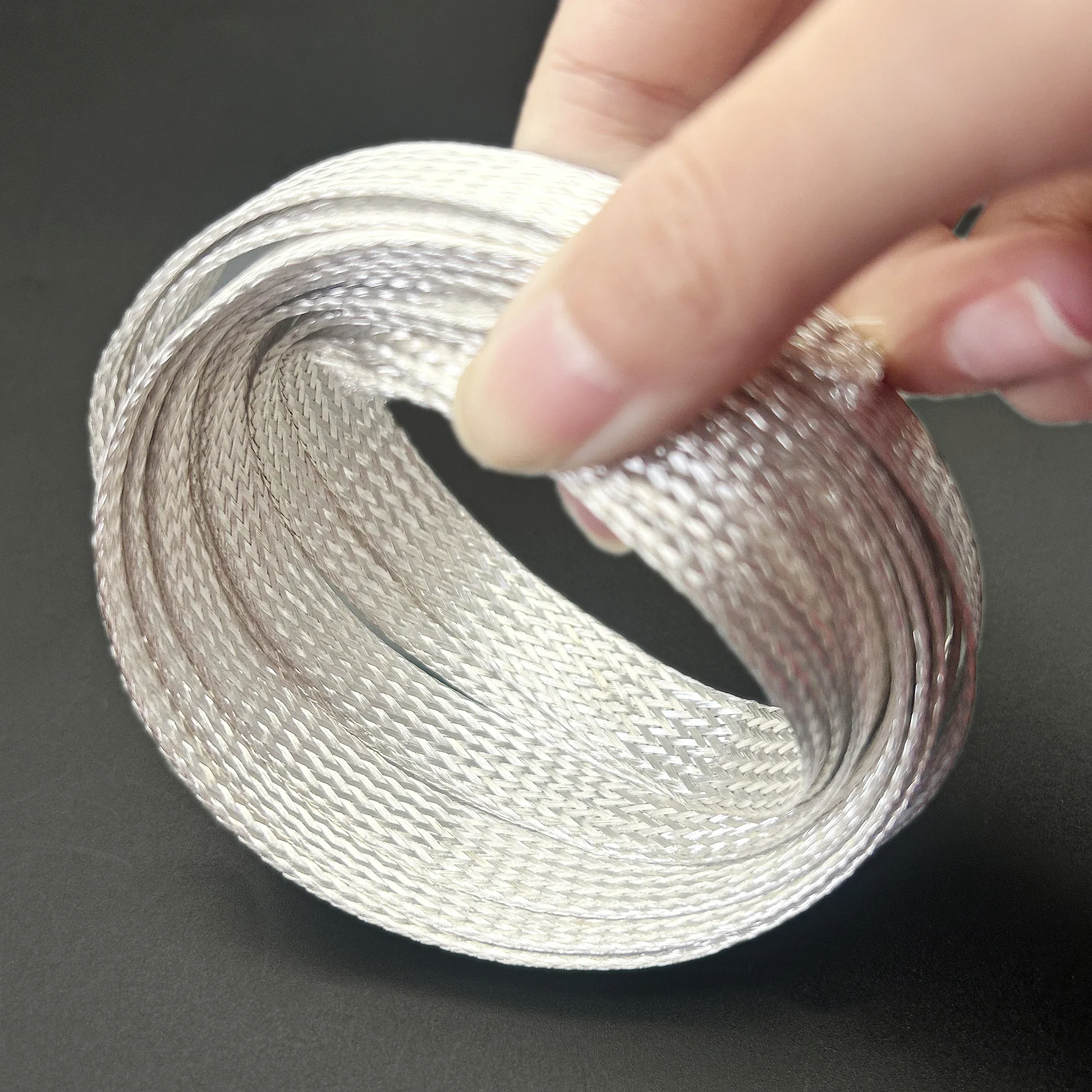 Silver Plated Copper Braided Sleeve ID 2/4/6/8/10/12/16/20/25mm Expandable Sleeveing Wire Shielding Sleeve 5M/2M Length Silvery 5