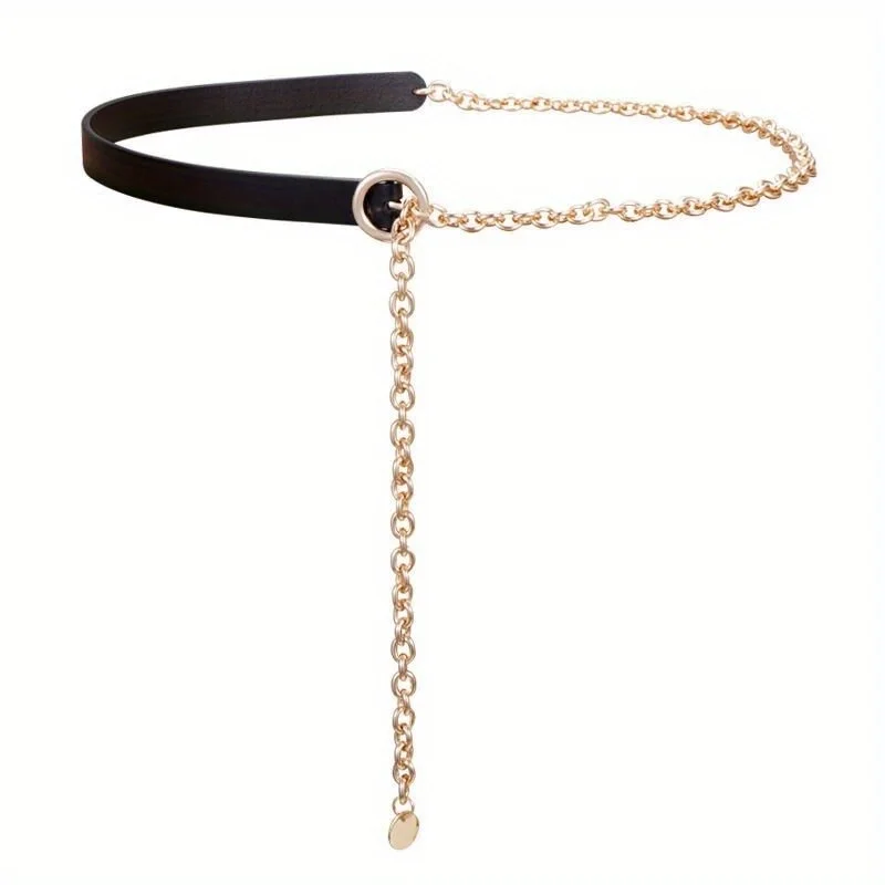 Thin Belt Women's Metal Black Waist Chain Fashion Shirt Decorative Suit with Versatile Dress Shirt Chain