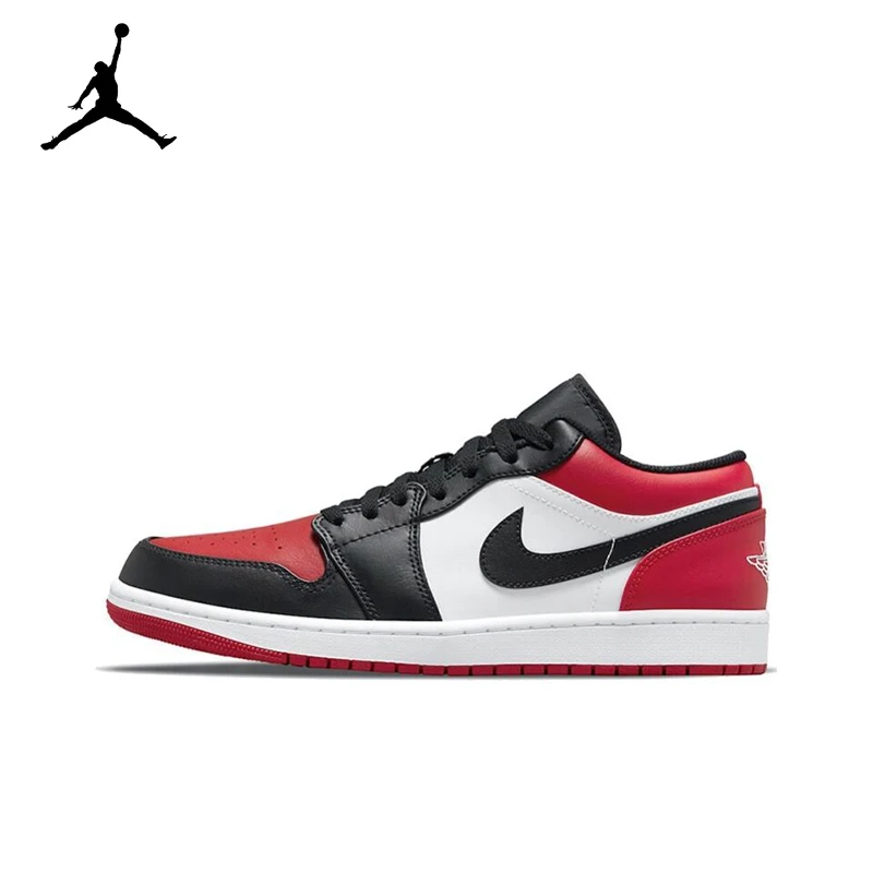 

Original Air Jordan 1 Low "Bred Toe" Red Black White For Men's Classic Retro Basketball Street Casual Sneakers Shoes 553558-612