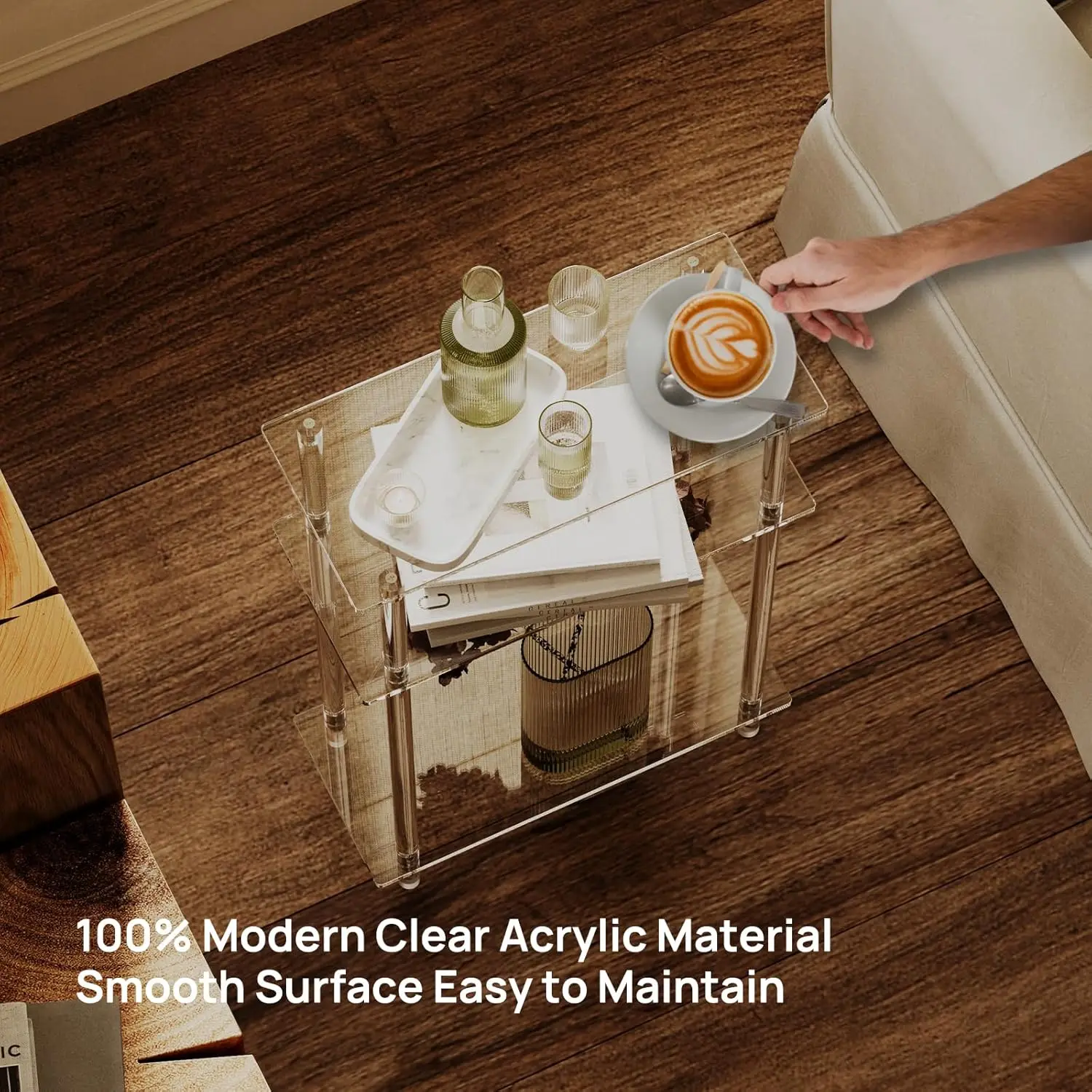 Acrylic Narrow Side Table for Small Spaces, 7