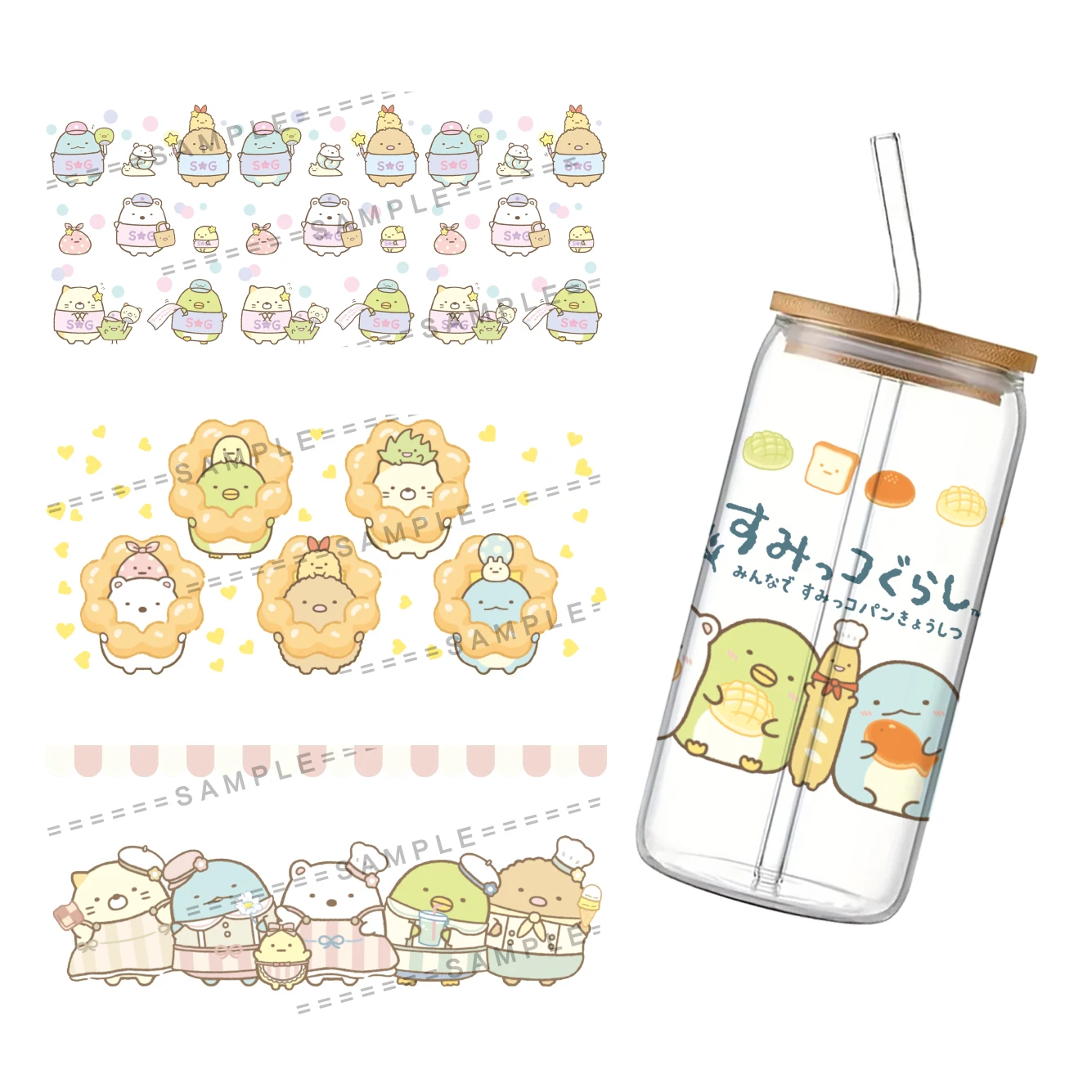 Japan Cartoon Cute Cup Wrap Sticker, 16oz, UV, Dtf, Waterproof Sticker, 11x24cm