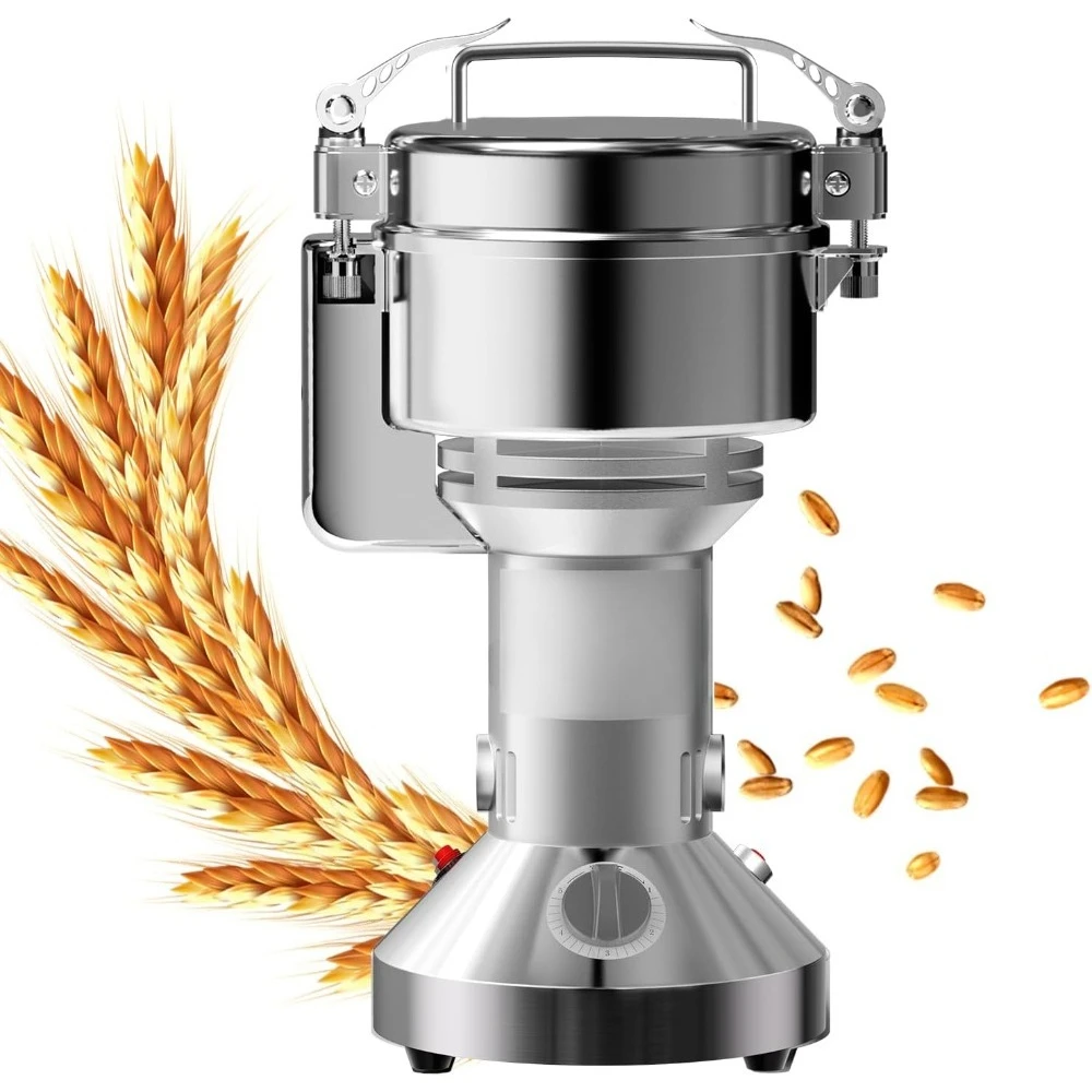 Molino de granos eléctrico, molinillo de harina de acero inoxidable de 300g para trigo, maíz, arroz, hierbas, especias, uso en mostrador de cocina para el hogar