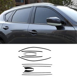 Fit For Mazda CX-5 2017-2021 2022 ABS black Carbon Fiber Look Window Strip Molding Cover Trim 12PCS