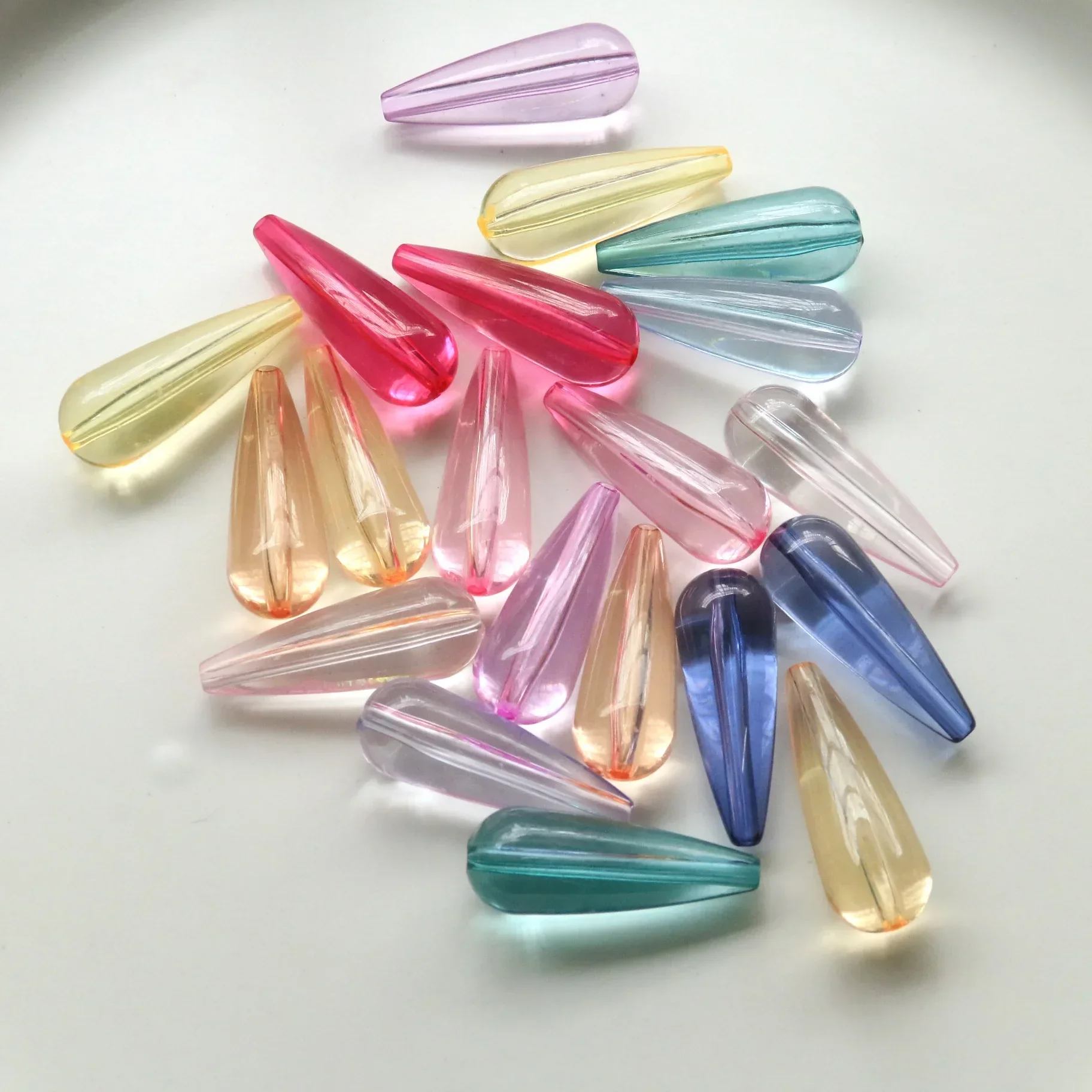 10pcs Japanese and Korean simple transparent color straight hole drops beads diy acrylic accessories earrings hair accessories