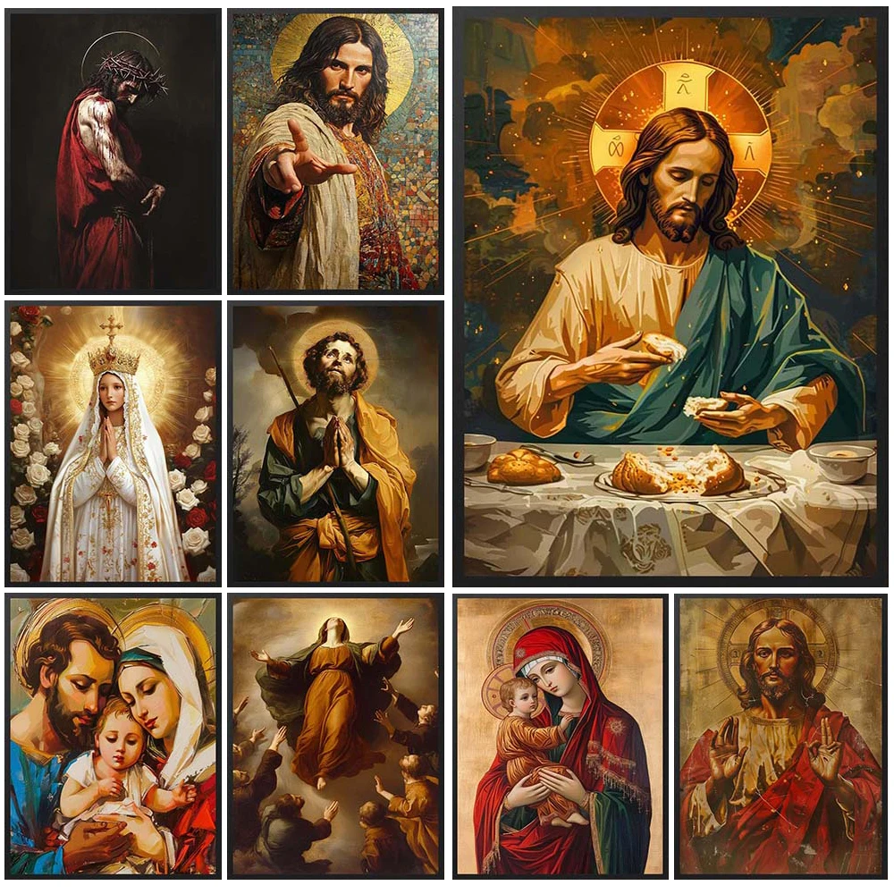 

Christianity Jesus The Virgin Mary Religion Church Poster Wall Pictures For Living Room Wall Art Canvas Painting Unframed