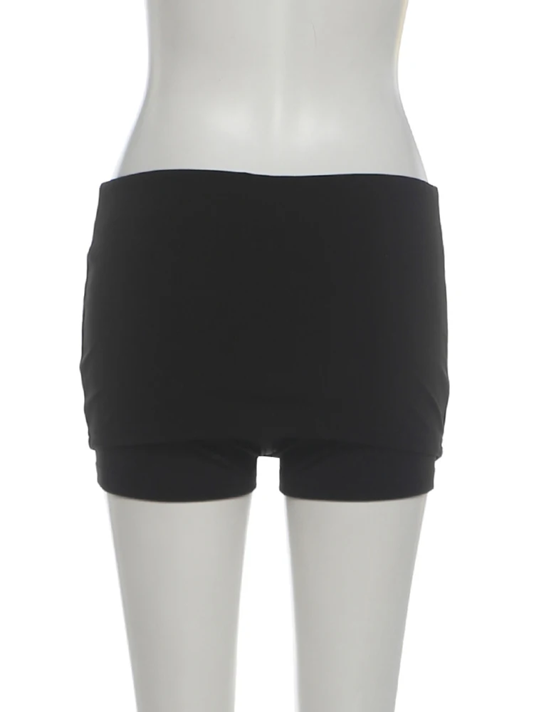 Sisterlinda Damen Hottie Short mit zweireihiger Dekoration, Falten, elastische Taille, hohe Elastizität, Hottie Midnight Fashion Streetwear – Detail 8