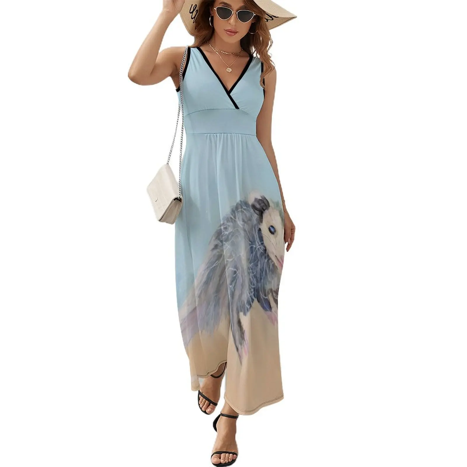 

Awesome Happy Baby Opossum Watercolor Mixed Media Sleeveless Dress elegant women's dresses for wedding Evening dresses