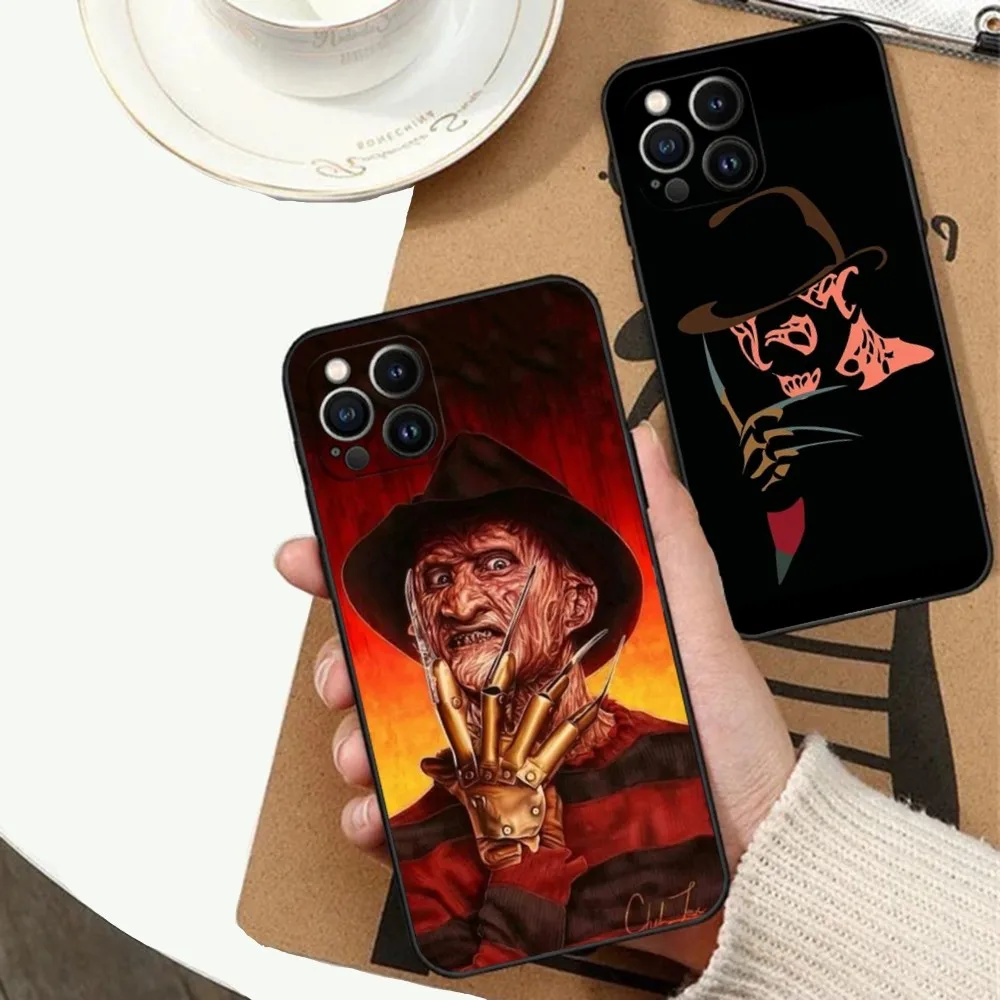 F-Freddy Krueger Horror Phone Case For Apple iPhone 15,14,13,12,11,XS,XR,X,8,7,Pro,Max,Plus,mini Silicone Black Cover