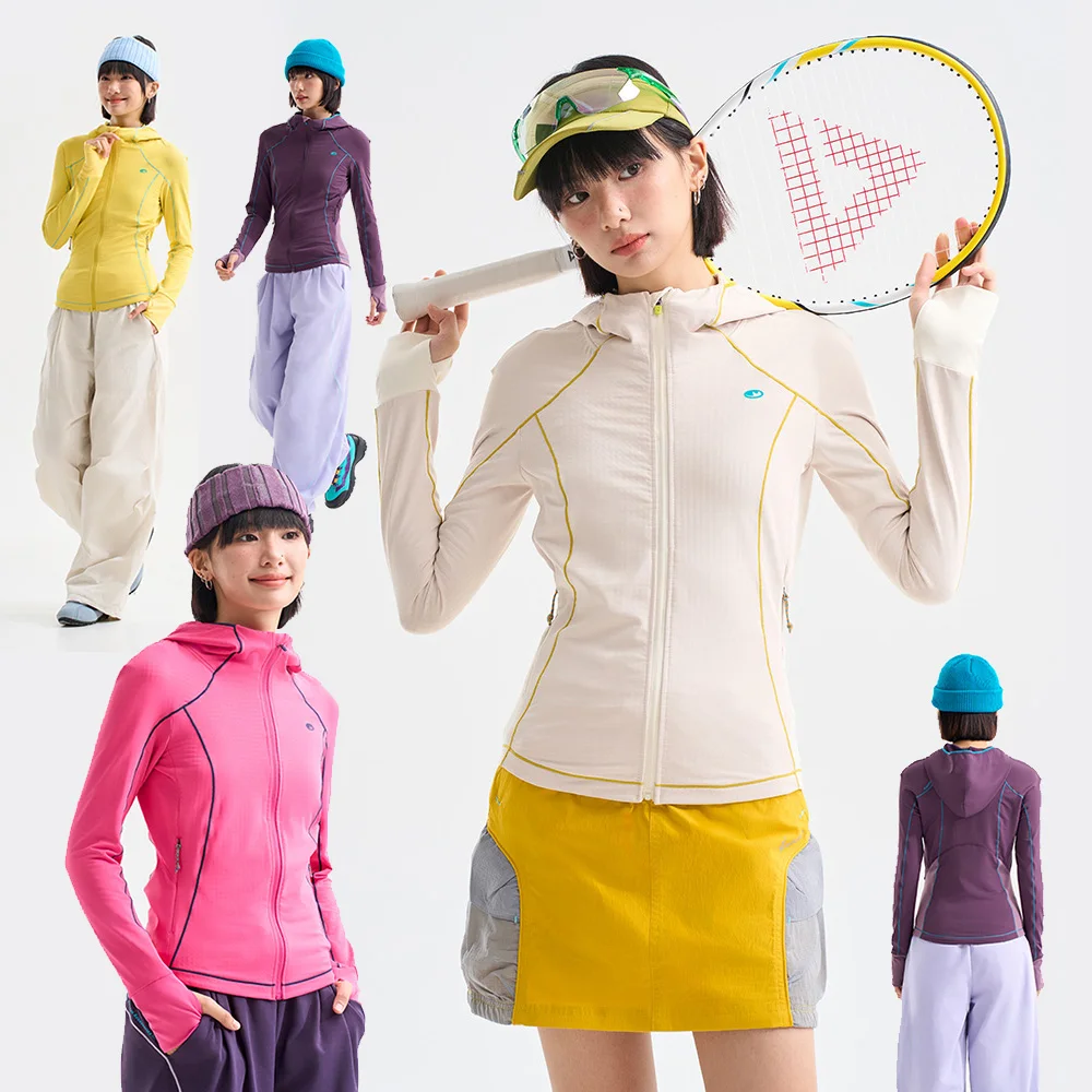Spring Autumn Outdoor Tight Training Hood Jacket Women Yoga Elasticity Jogging Cycling Slim Fit Sports Hooded Jacket Female Coat