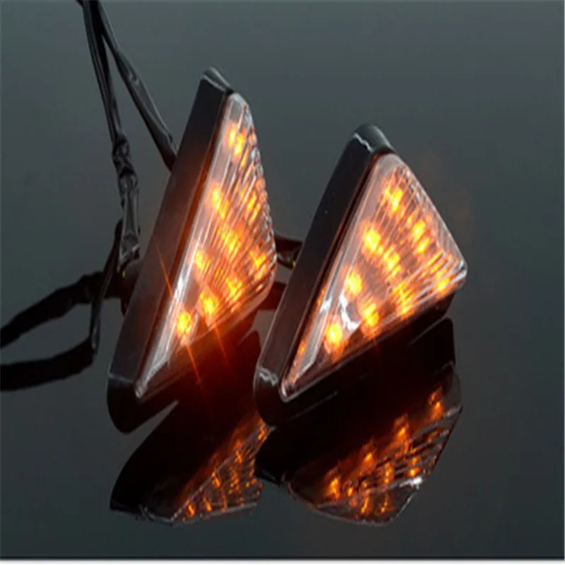 Motorcycle LED Turning Signals Light Smoke Triangle Flush Mount Waterproof Motorcycle Turn Signal Blinker Flashing Lights