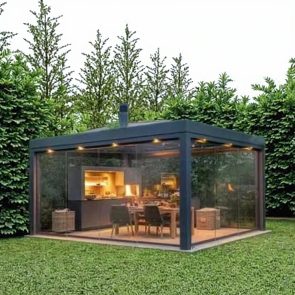 

Modern Multifunctional Retractable Pergola Aluminum Bioclimatic Wall-Mounted Gazebo Retractable Roof Systems