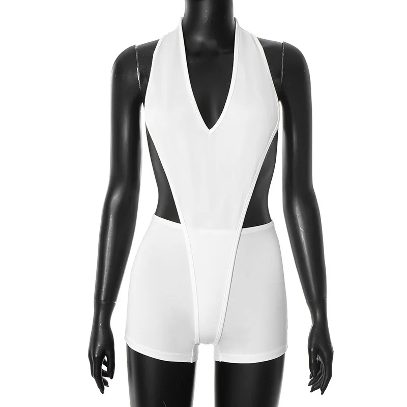 بدلة لعب نسائية مثيرة متينة بفتحة رقبة على شكل V عميقة بدون أكمام وأربطة بدون ظهر رفيعة للنوادي الليلية ملابس ضيقة ملابس خروج