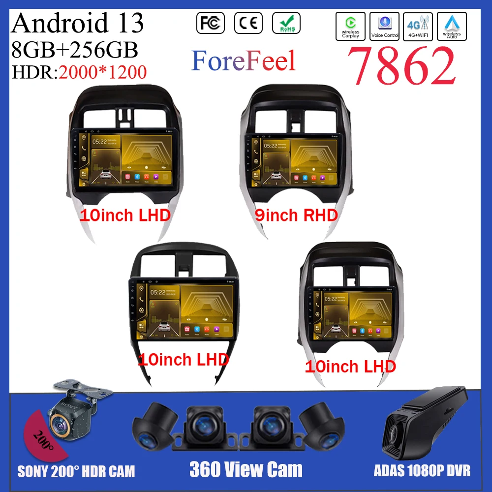 

Android 13 для Nissan Sunny 2014-2019 LHD RHD экран TV мультимедийный автомобильный навигатор GPS Авторадио Bluetooth Видеоплеер радио