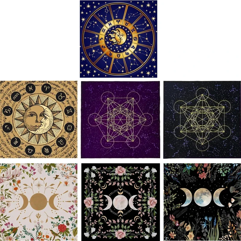 Altar Tarot Cloth Metatrone's Cub Crystal Grid Tablecloth Tarot Divination Cards Table Cloth Tapestry Witchcraft Supply