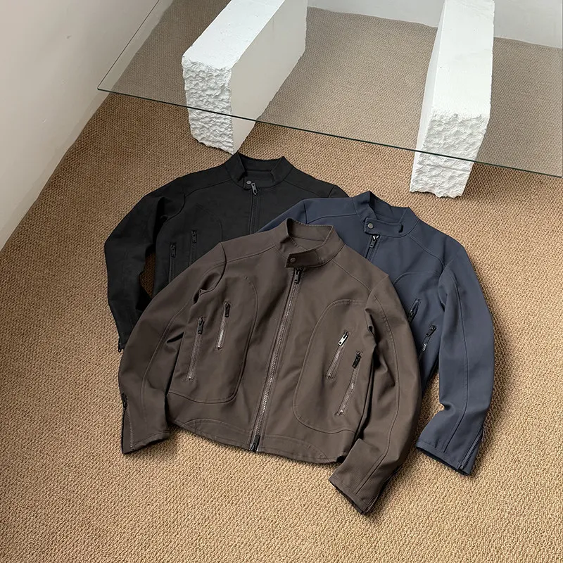 

Cleanfit American Sle Deconstructed Arc ort Wide Flight Jaet Men's Women's Trendy Brand Knife ape Stand Collar Workwe...