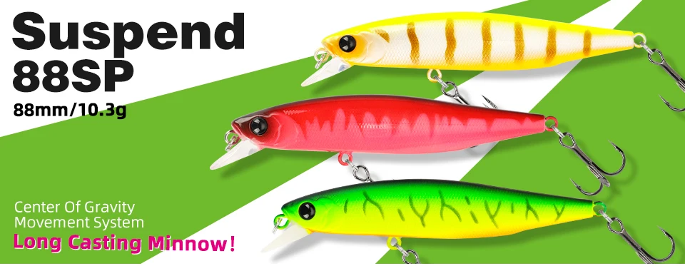 TSURINOYA 98mm 10g SP Tiefe Max 2,2m Suspending Minnow Jerkbait AURORA 98SP Gewicht Harter Köder Weitwurf Angelköder – Detail 1