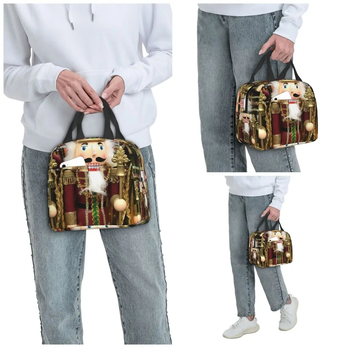 Christmas Nutcracker Trio Insulated Lunch Bag for Kids School Cooler Thermal Food Box Tote Portable Lunch Boxes Container