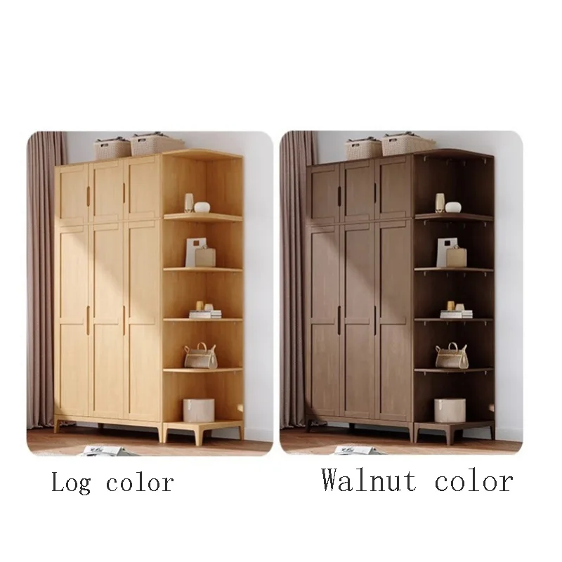 Simple solid wood wardrobe door Nordic household bedroom  cabinet small unit log storage wardrobe yy01