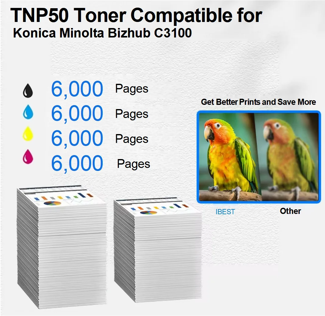 IBEST Tonner Factory TNP50 Color Toner Cartridge Compatible for Konica Minolta Bizhub C3100 Printer Toner