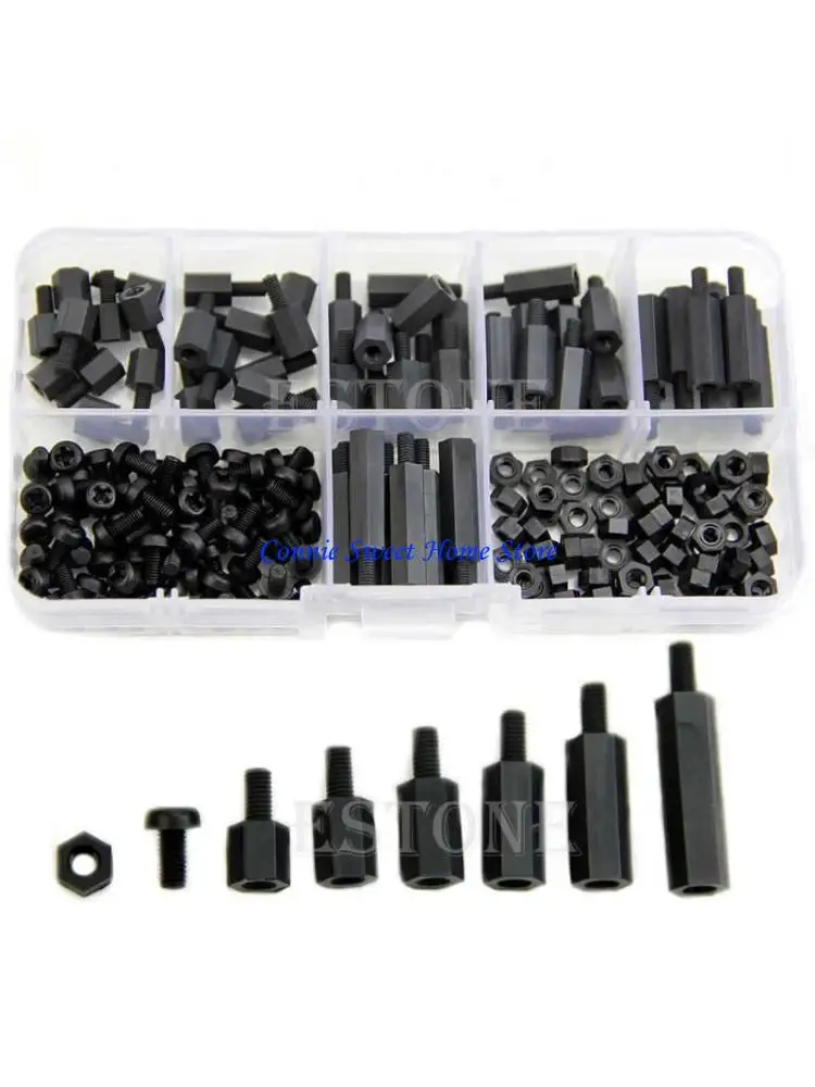 

LXAF 180pcs Nylon Black M-F Spacers/ Screws/ Assorted Standoff New