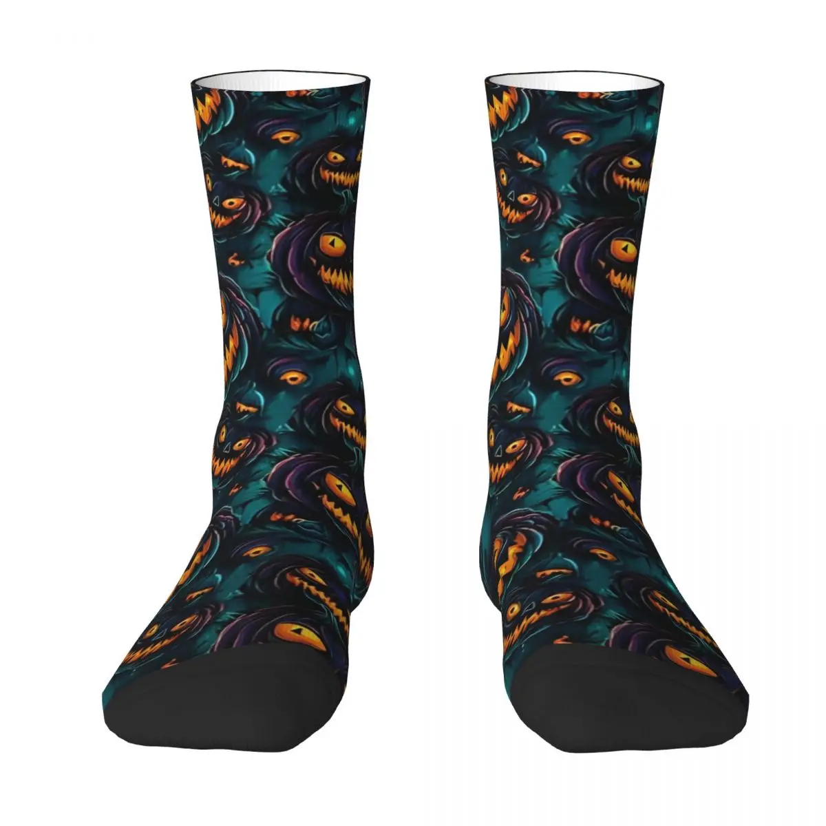 Purple Halloween Pumpkin Socks Autumn Stockings Fashion Unisex Men Medium Soft Socks Graphic Running Non Slip Socks