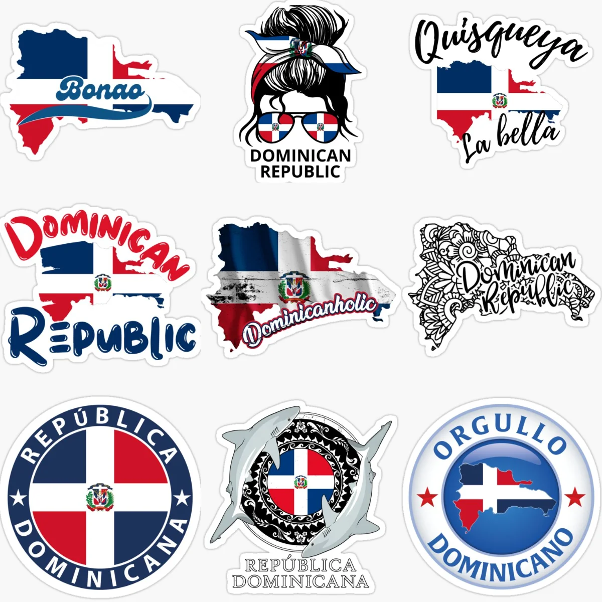

DOM Dominican Flag Map Emblem Creative Stickers for Car Van Bicycle Motorcycle Helmet Fridge Window Wall Decoration Accessories