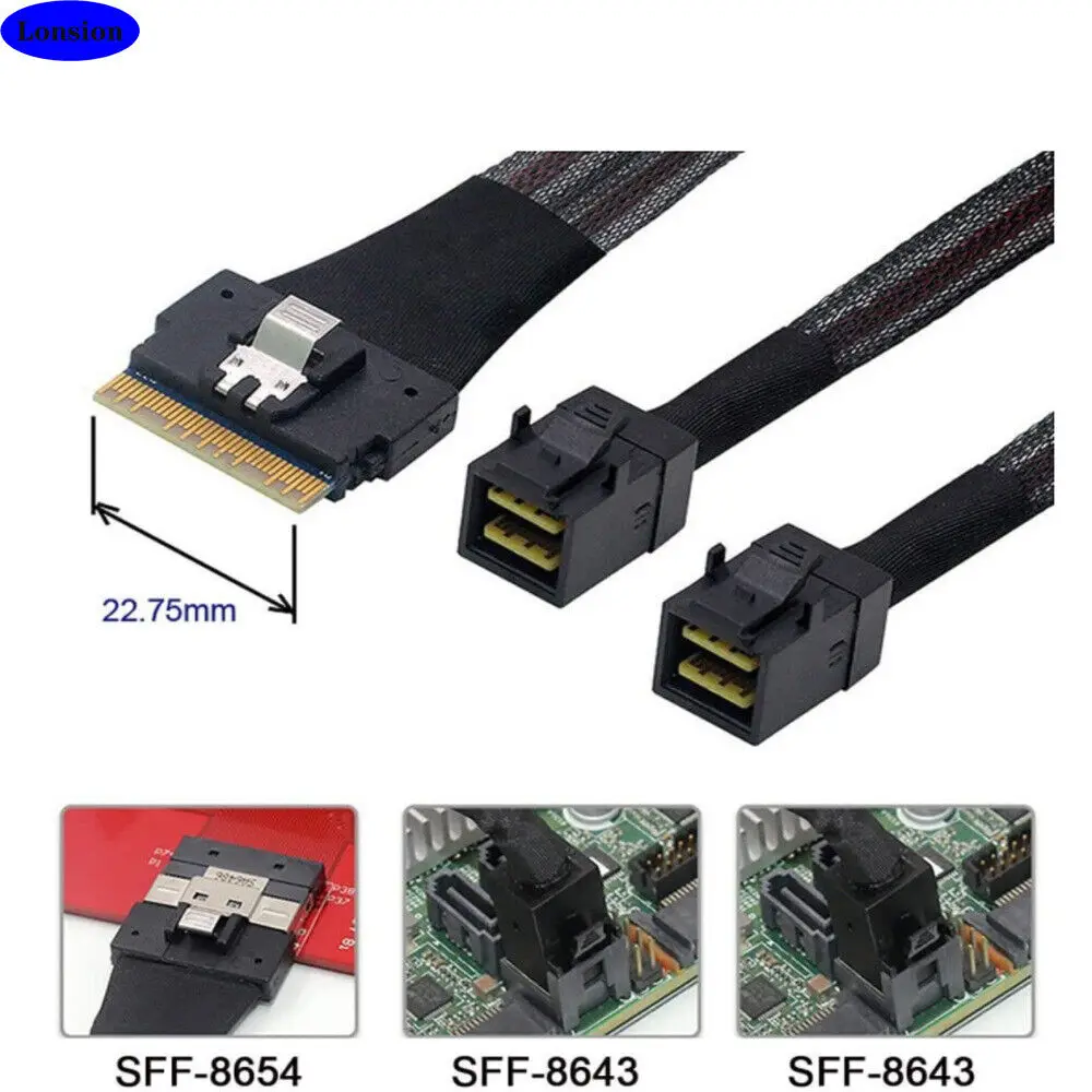 MINI SlimSAS SFF-8654 8i 4.0 to 4X SAS SFF-8643 server connection Cable