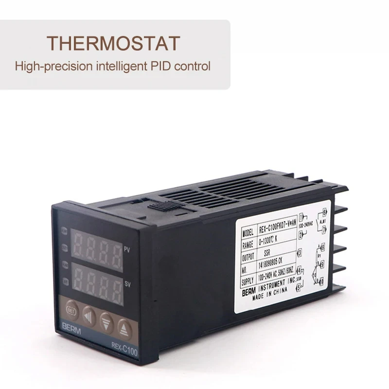 REX-C100 Digital PID Temperature Controller Thermostat SSR output Max.40A SSR Relay K Thermocouple Probe High Quality