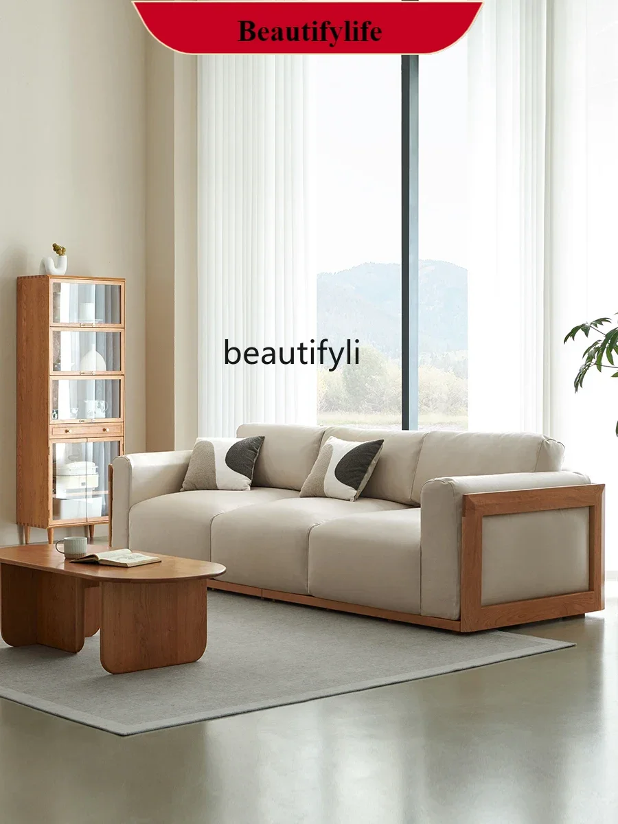 S132 Nordic solid wood living room sofa all solid wood modern simple three-person furniture
