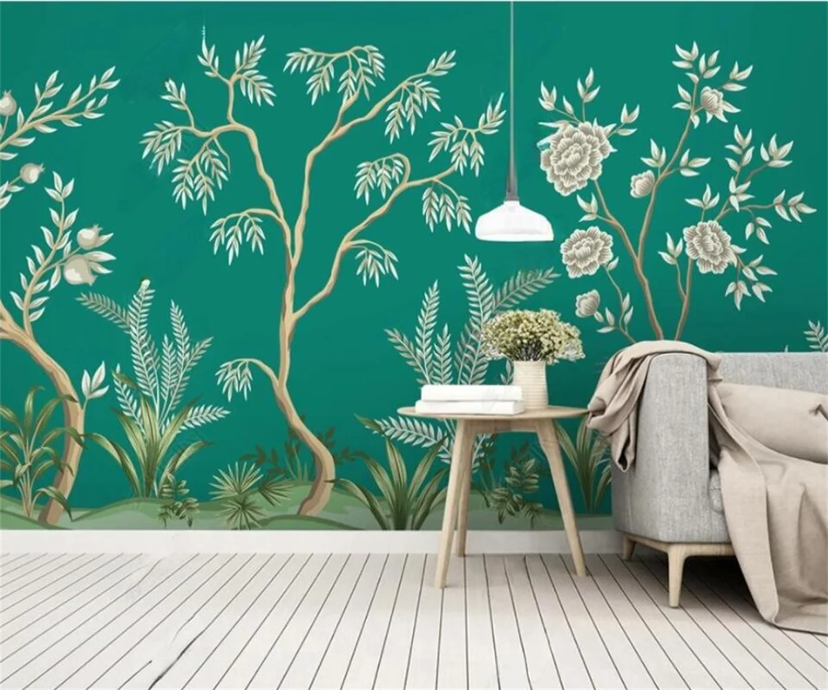 

New Chinese hand -painted flower and bird custom 3D mural wallpaper wall bedroom bedroom living room sofa background wallpaper