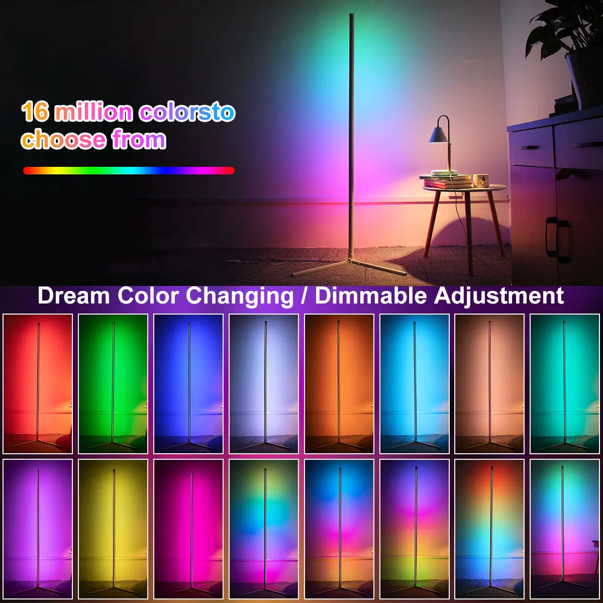 160cm ściemnialna lampa nastrojowa LED Bluetooth Smart APP LED lampa podłogowa do gier salon sypialnia Home Decor RGB NightLight