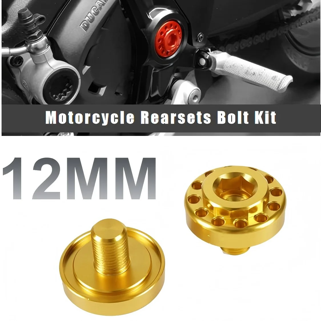 CNC Aluminum Rearset Bolt Kit for Ducati Hypermotard 796 950 1100, Hyperstrada 821 939,Scrambler 800 1100 | Footpeg Hardware
